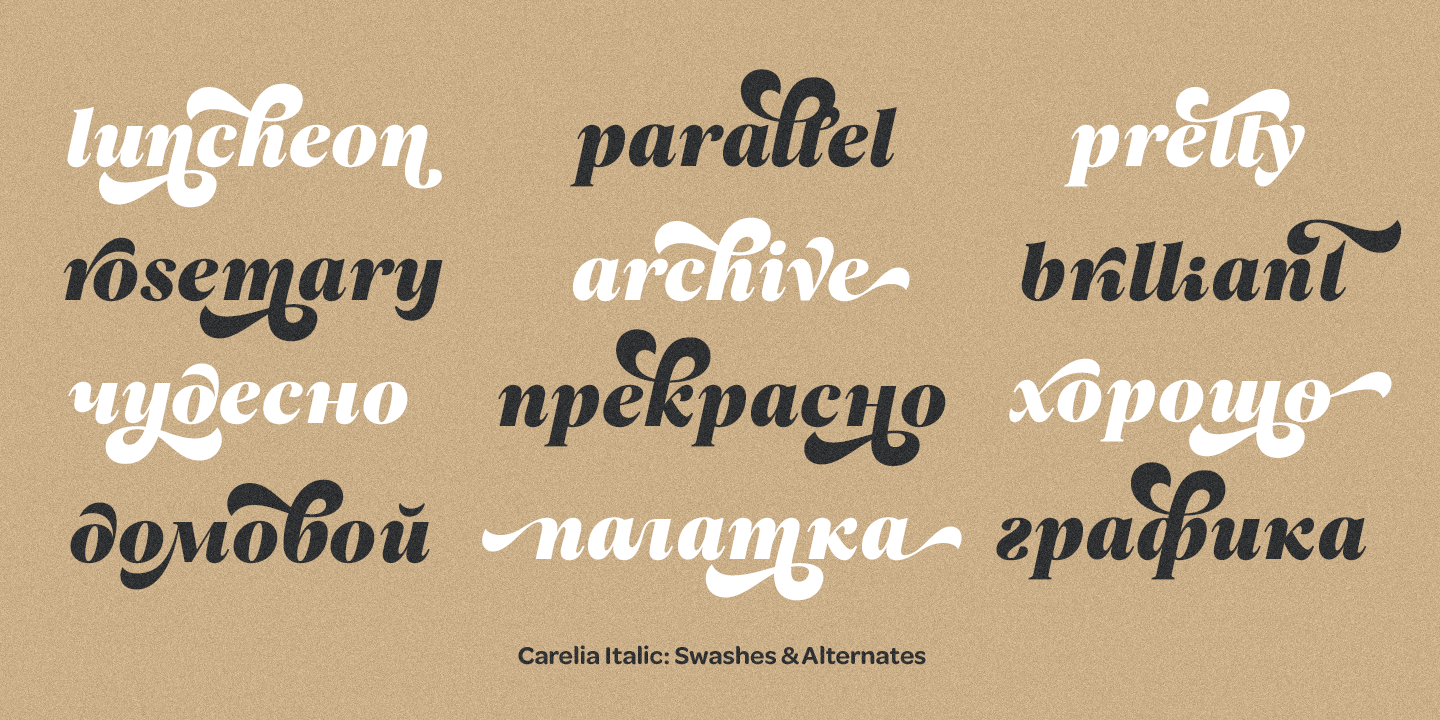 Przykład czcionki Carelia Italic